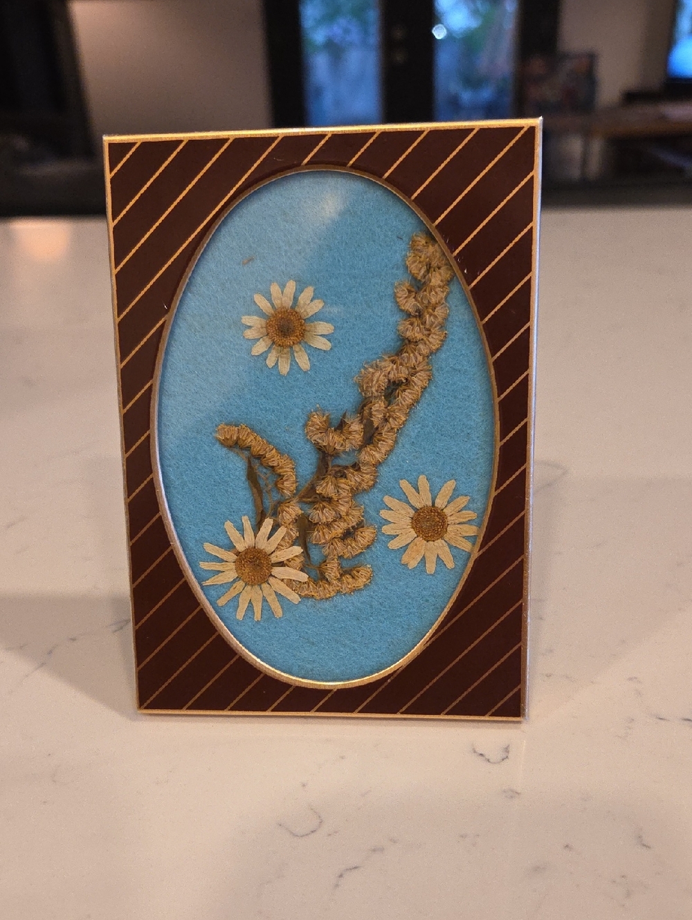 Vintage Pressed Flowers In 70's Frame